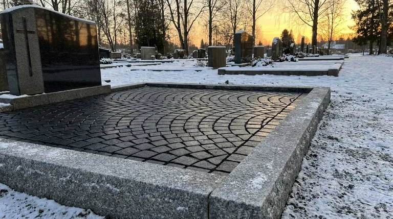 Гранитная брусчатка на могильном участке, образец ПМ005 в Альметьевске
