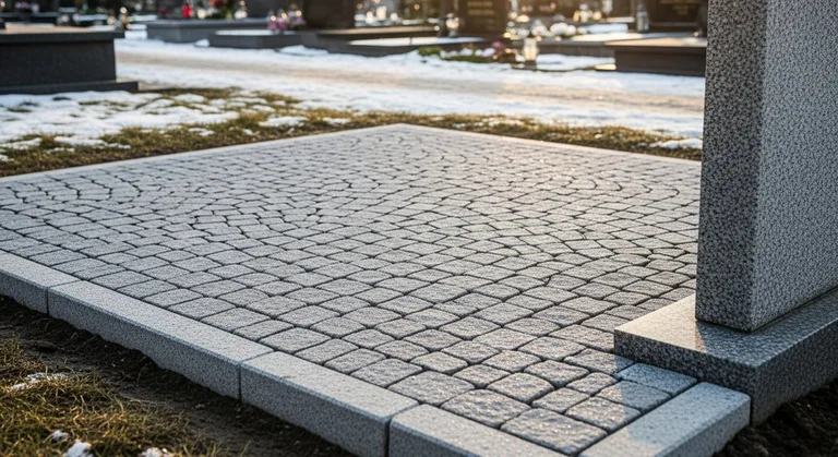 Брусчатка с гранитным цоколем по периметру, образец ПМ013 в Альметьевске