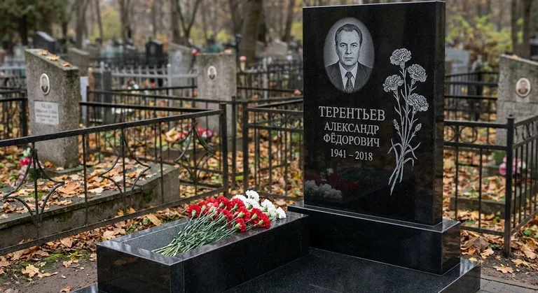Памятник с гравировкой гвоздик — выполненная работа «Терентьев» в Альметьевске