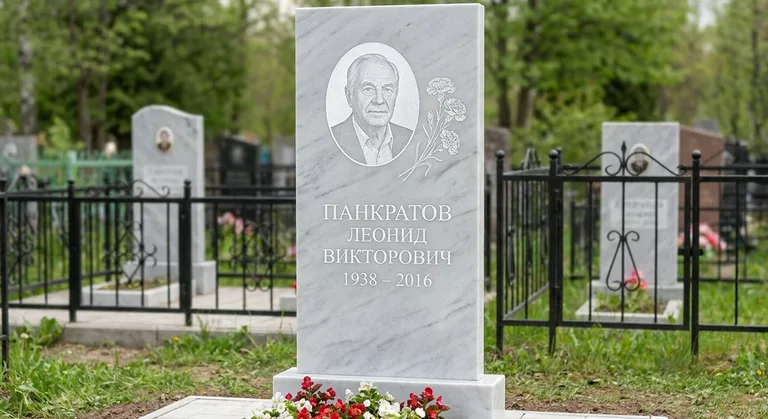 Памятник с гравировкой гвоздик — выполненная работа «Панкратов» в Альметьевске