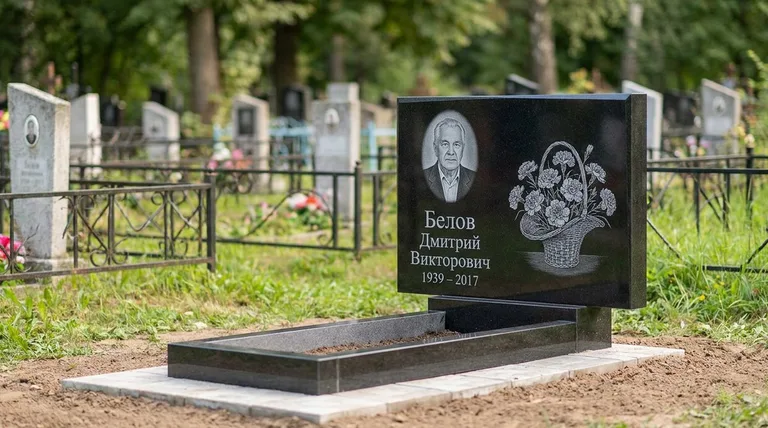 Памятник с гравировкой гвоздик — выполненная работа «Белов» в Альметьевске