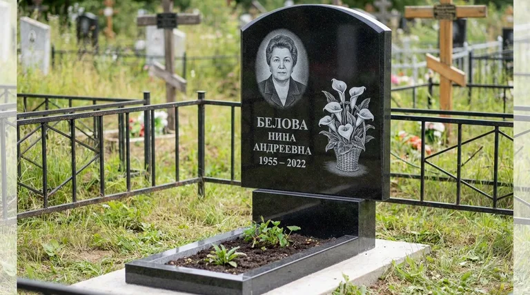 Памятник с гравировкой калл — выполненная работа «Белова» в Альметьевске
