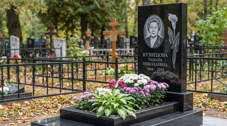 Памятник с гравировкой калл — выполненная работа «Кузнецова» в Альметьевске