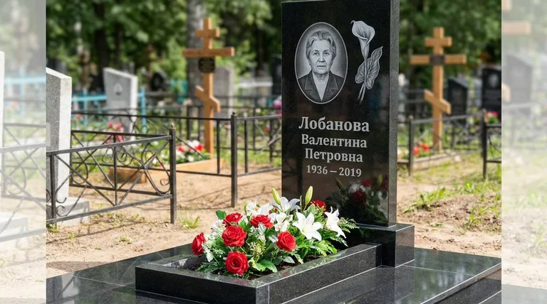 Памятник с гравировкой калл — выполненная работа «Лобанова» в Альметьевске