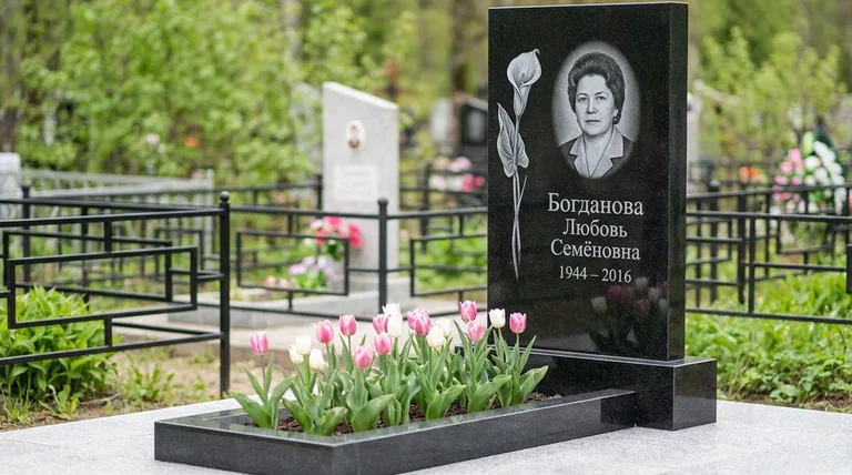 Памятник с гравировкой калл — выполненная работа «Богданова» в Альметьевске