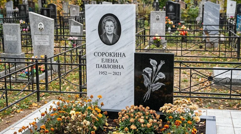 Памятник с гравировкой калл — выполненная работа «Сорокина» в Альметьевске