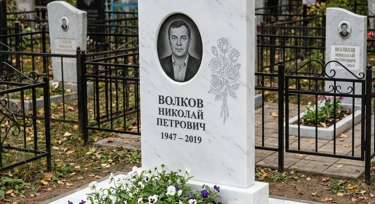 Памятник с гравировкой роз — выполненная работа «Волков» в Альметьевске