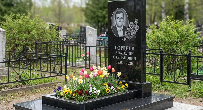 Памятник с гравировкой роз — выполненная работа «Гордеев» в Альметьевске