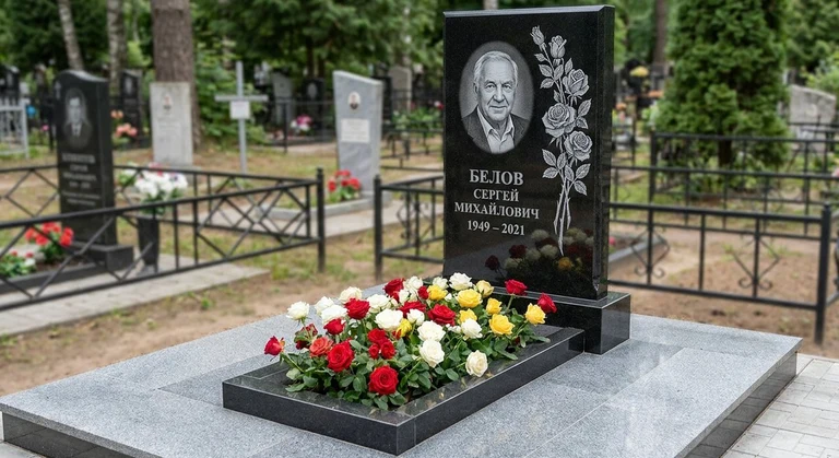 Гравировка цветов на памятник в Альметьевске — розы на граните