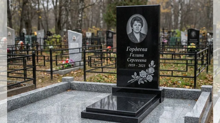Памятник с гравировкой роз — выполненная работа «Гордеева» в Альметьевске