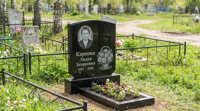 Памятник с гравировкой роз — выполненная работа «Карпова» в Альметьевске