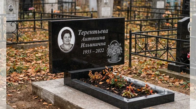Памятник с гравировкой роз — выполненная работа «Терентьева» в Альметьевске