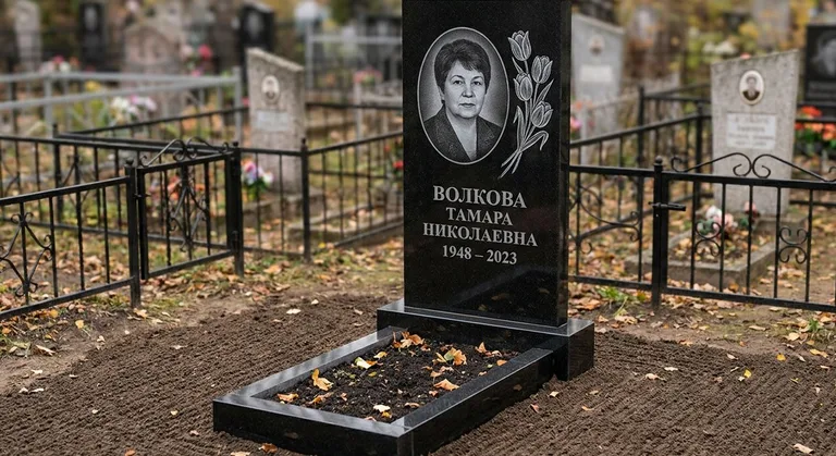 Памятник с гравировкой тюльпанов — выполненная работа «Волкова» в Альметьевске