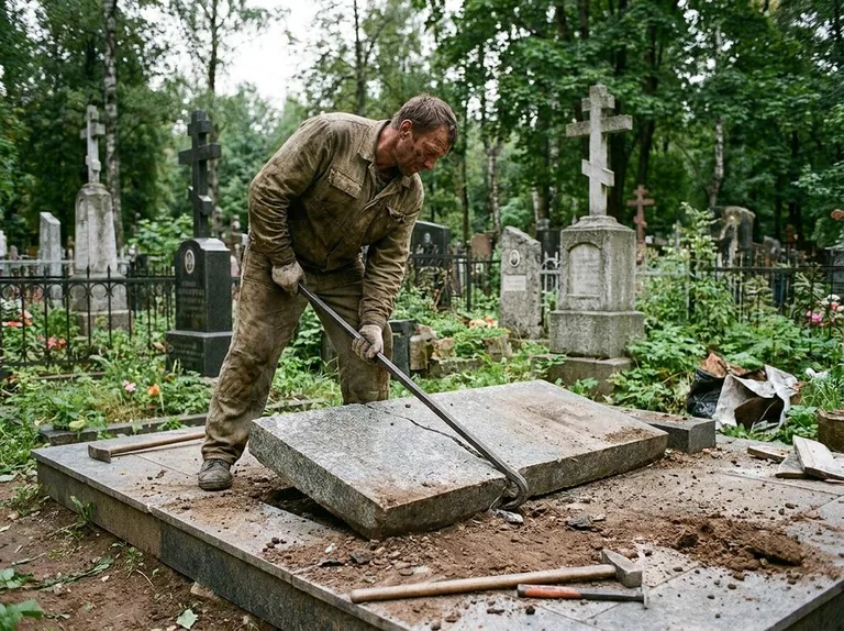 Демонтаж гранитной плитки и мощения участка в Альметьевске