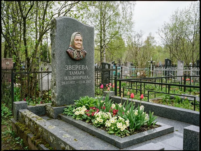 Керамический портрет на летнем кладбище в Альметьевске