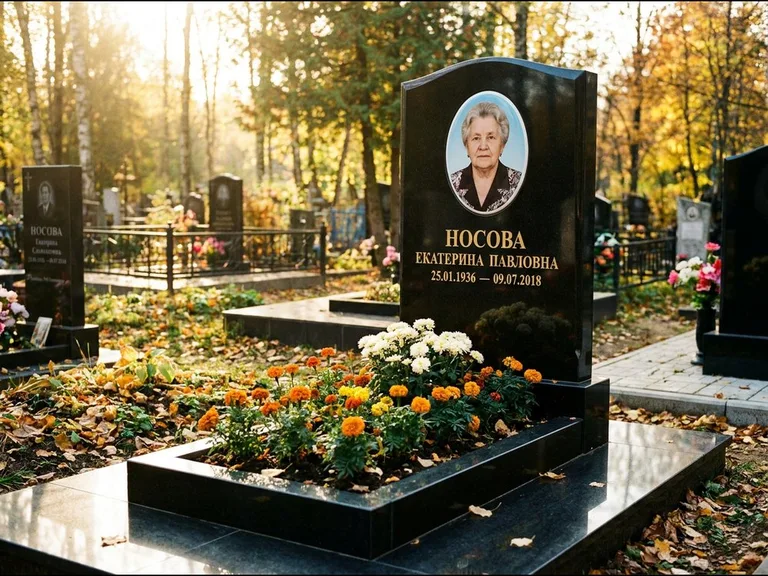 Керамический портрет мужчины на чёрном граните в Альметьевске