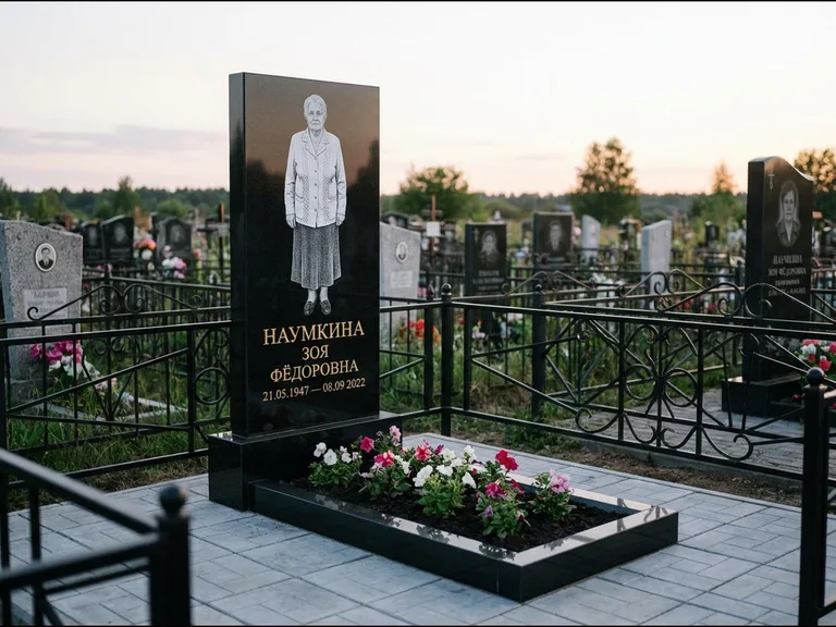 Гравировка портрета на чёрном граните — выполненная работа 18 в Альметьевске