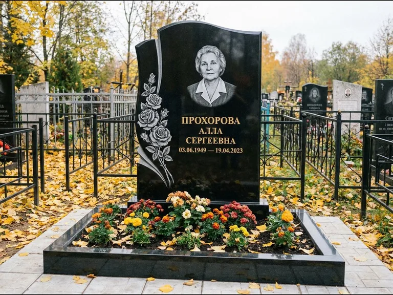Гравировка портрета на чёрном граните — выполненная работа 20 в Альметьевске