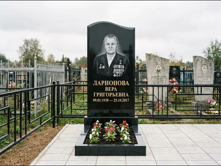 Гравировка портрета на чёрном граните — выполненная работа 28 в Альметьевске