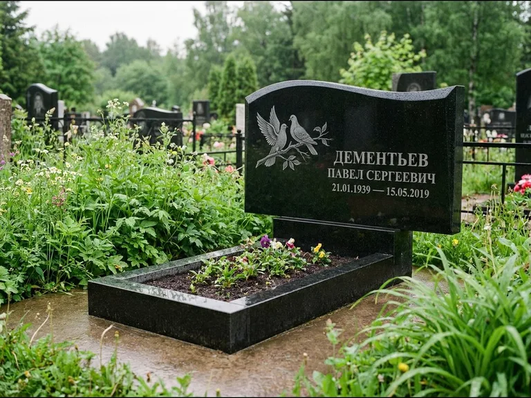 Памятник с гравировкой голубей — гравировка голубей, работа «Дементьев» в Альметьевске