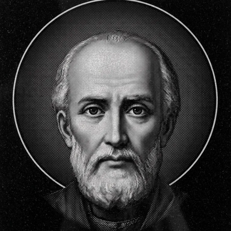 Эскиз иконы: Николай Чудотворец (полутон) — объёмный лик святителя, гравировка на памятник в Альметьевске