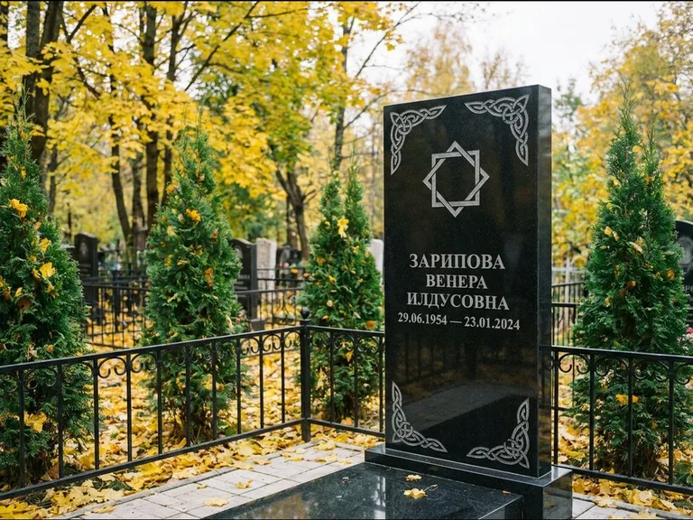 Мусульманский памятник — руб аль-хизб с восточной плетёнкой, работа «Зарипова» в Альметьевске
