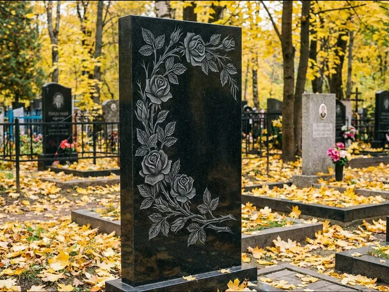 Цветы и орнамент — гравировка с выездом на кладбище в Альметьевске