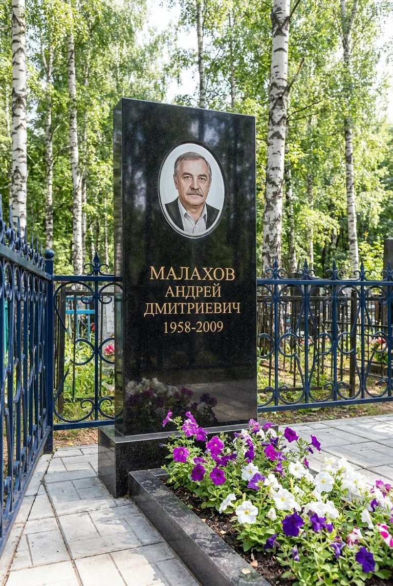 Гранитный памятник с портретом на Нижне-Исетском кладбище