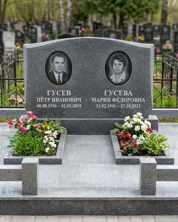 Памятник под ключ из белого мрамора в Альметьевске