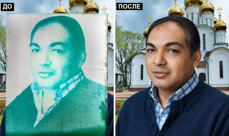 Ретушь фото на памятник — цветокоррекция и колоризация: до и после в Альметьевске
