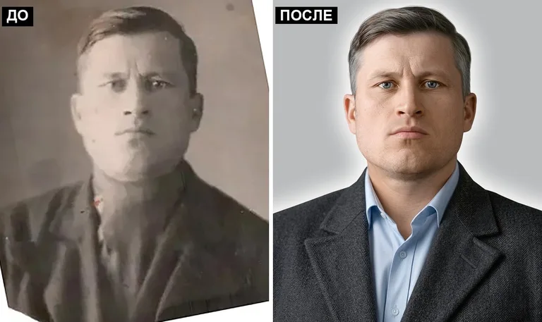 Ретушь фото на памятник — замена одежды: до и после в Альметьевске