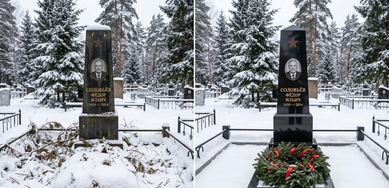 Уборка старого памятника до и после в Альметьевске