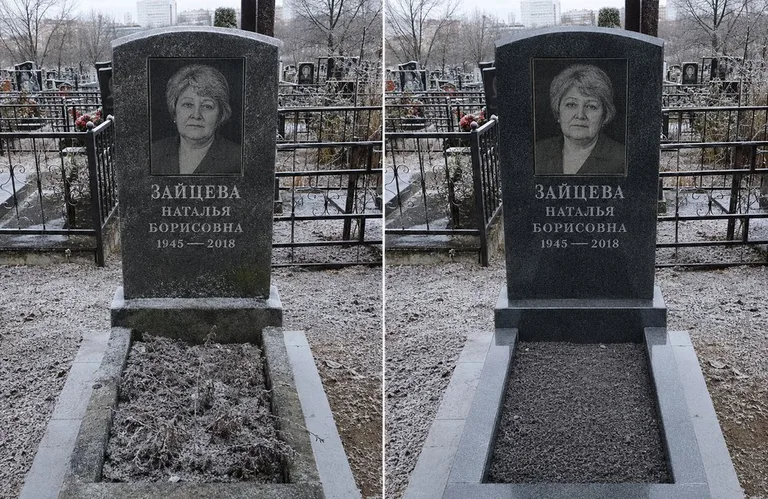 Диптих №10: белый мрамор — убраны жёлтые подтёки, восстановлена белизна стелы в Альметьевске