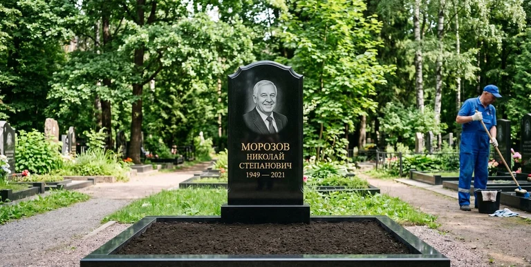 Уборка могил на кладбище в Альметьевске — наведение порядка, мойка памятника, благоустройство участка