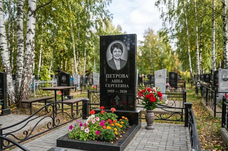 Установка гранитного памятника на могилу в Альметьевске