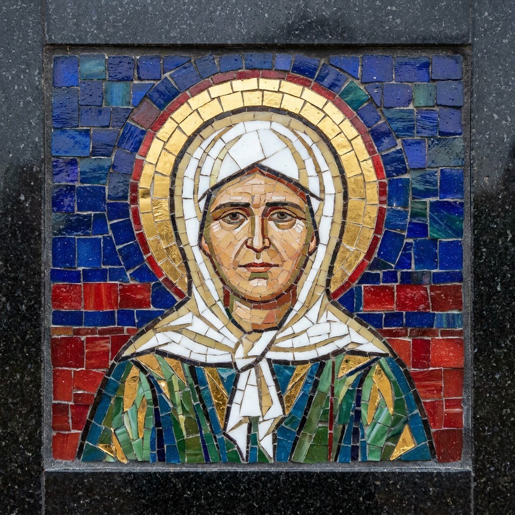 Мозаика на памятник: икона матроны московской — мозаичный образ святой