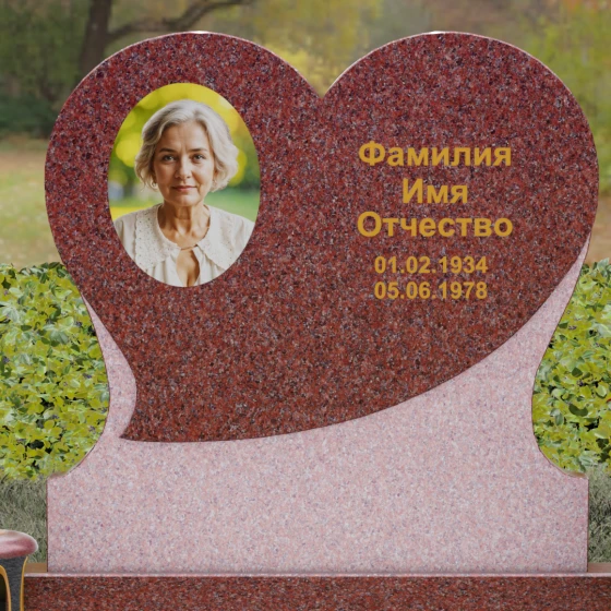 Мемориальный комплекс «Сердце» из гранита, гранит Лезниковский