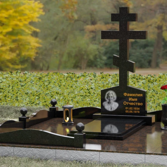 Мемориальный комплекс с восьмиконечным крестом, гранит Габбро-диабаз, вид 4