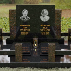 Комбинированный горизонтальный памятник на двоих - П132