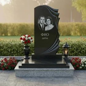Гранитный мемориальный комплекс с крестом на двоих - ПН442