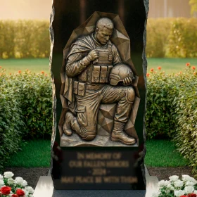 Гранитный вертикальный памятник на одного - ПН545