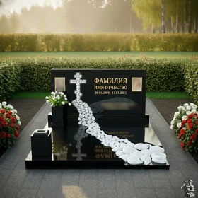 Горизонтальный гранитный памятник на двоих - ПН552