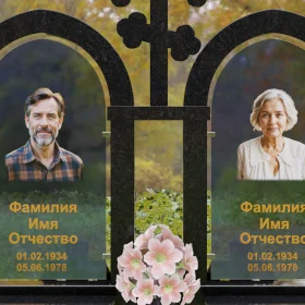 Православный комбинированный памятник на двоих - П244