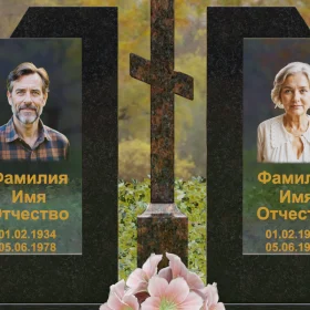 Памятник из Гранита и Стекла горизонтальный - П246