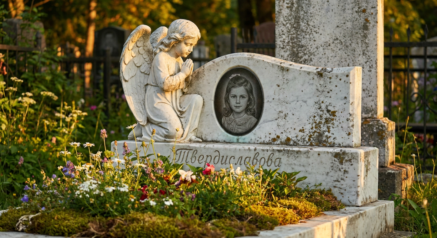Пример дизайна: Детский памятник с молящимся ангелом