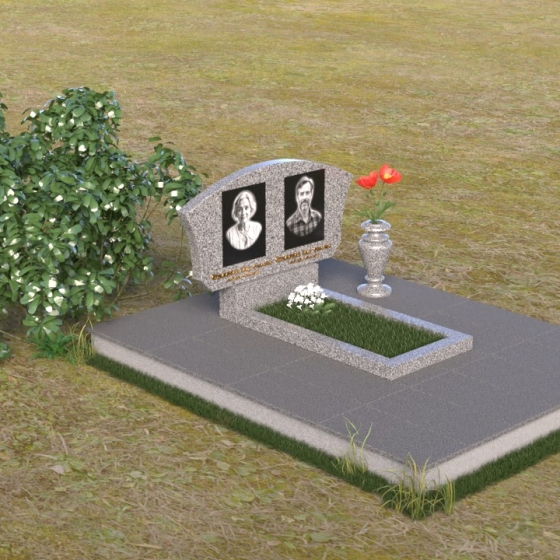 Мемориал с закругленной верхней частью из гранита, гранит Мансуровский, вид 2