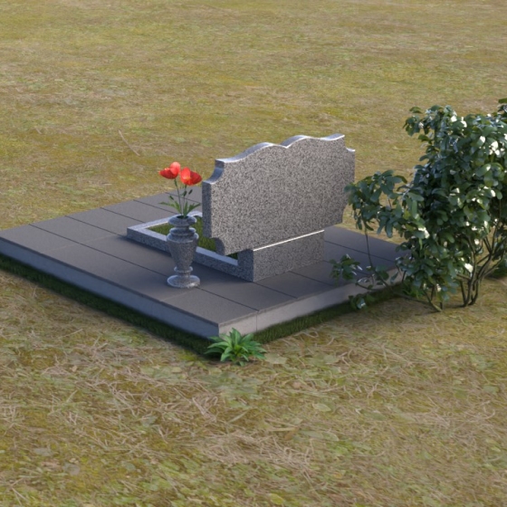 Элегантный монумент с волнообразным контуром, гранит Мансуровский, вид 4