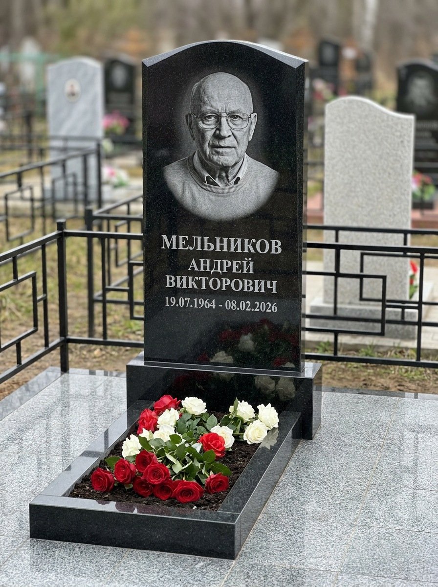 Портрет на памятнике в Альметьевске — Мелкое лицо с общего фото — портрет под гравировку