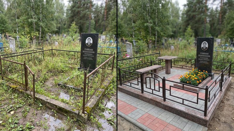 Благоустройство могилы в Альметьевске — пример 2
